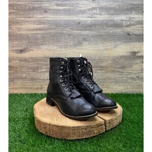 Justin Youth - Size 6D - Black Lace Up Cowboy Boots Style 620Y